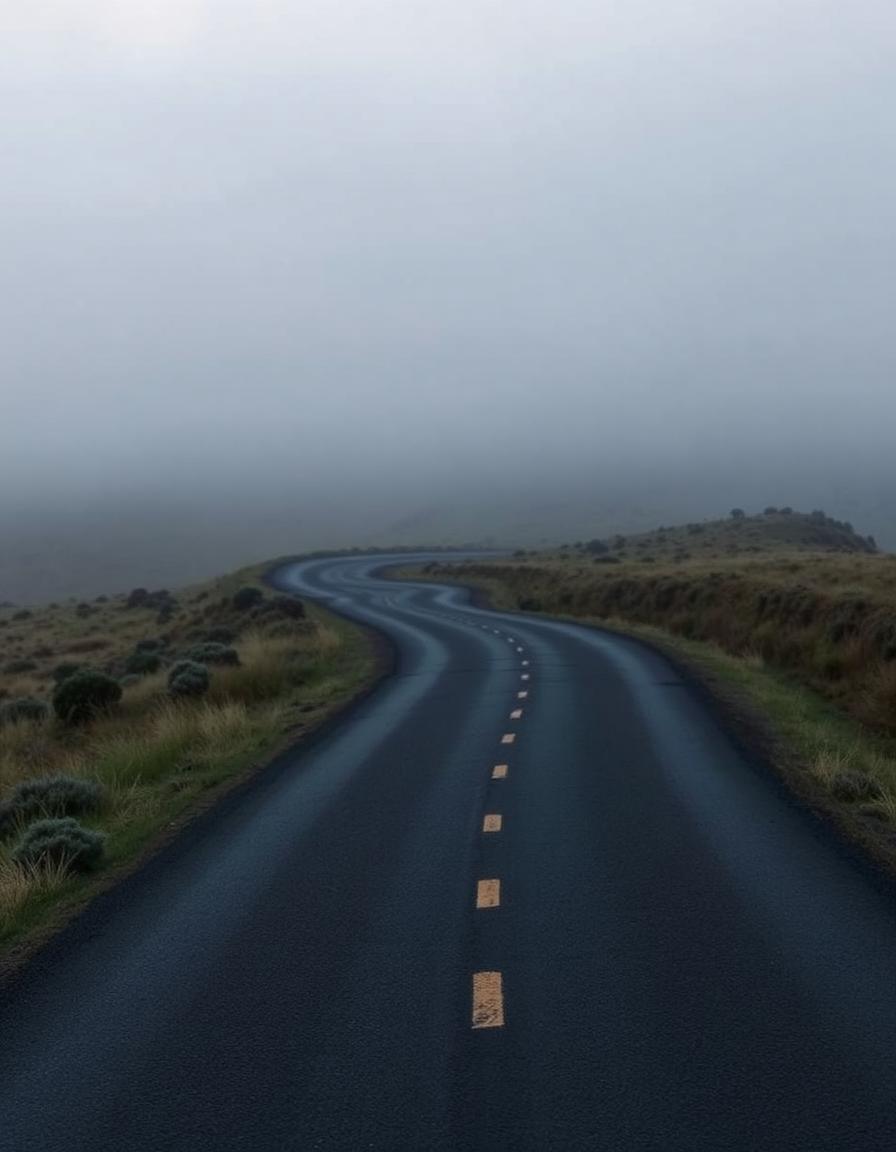 Quiet highland road at altitude near Dullstroom